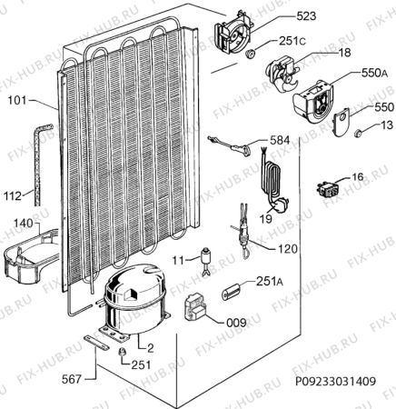 Взрыв-схема холодильника Aeg Electrolux S43300KDX0 - Схема узла Cooling system 017